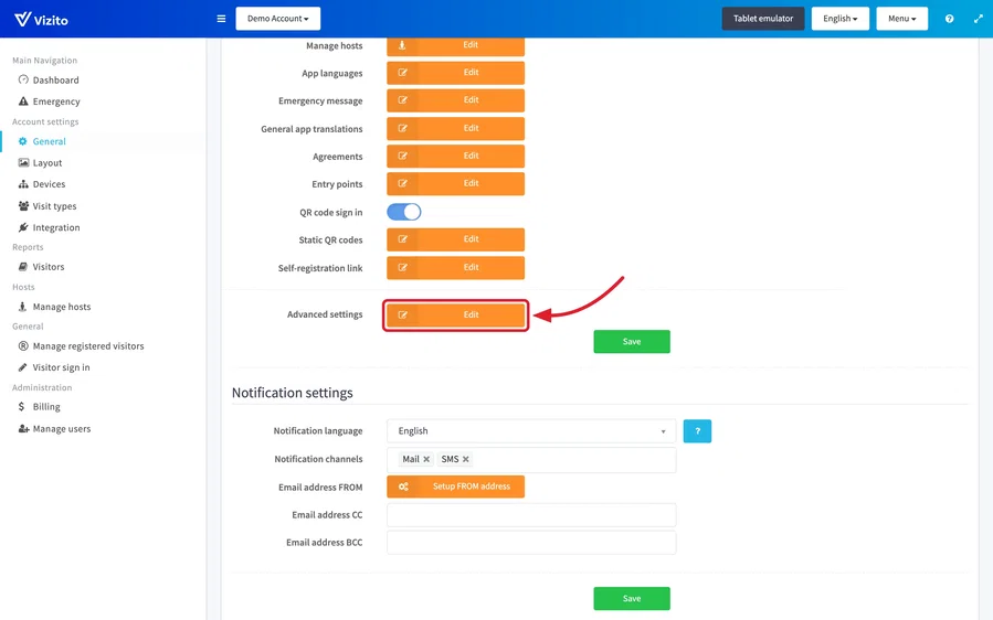 edit advanced settings