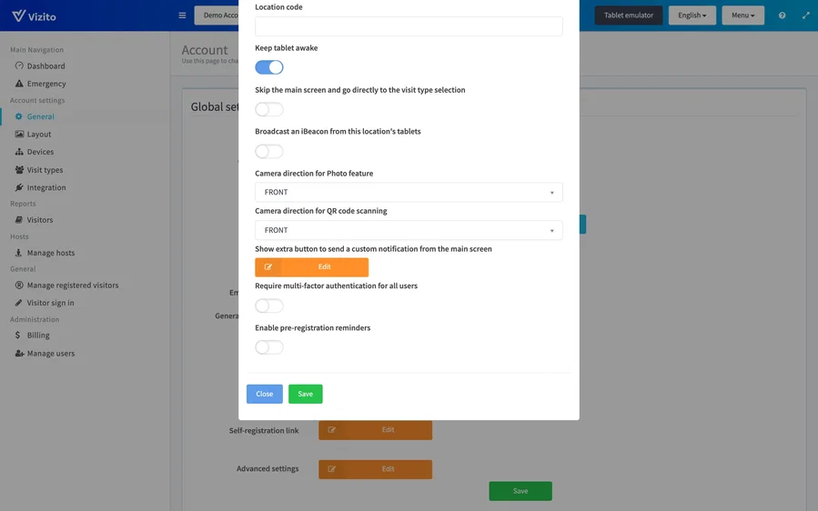 the rest of the account-wide advanced settings