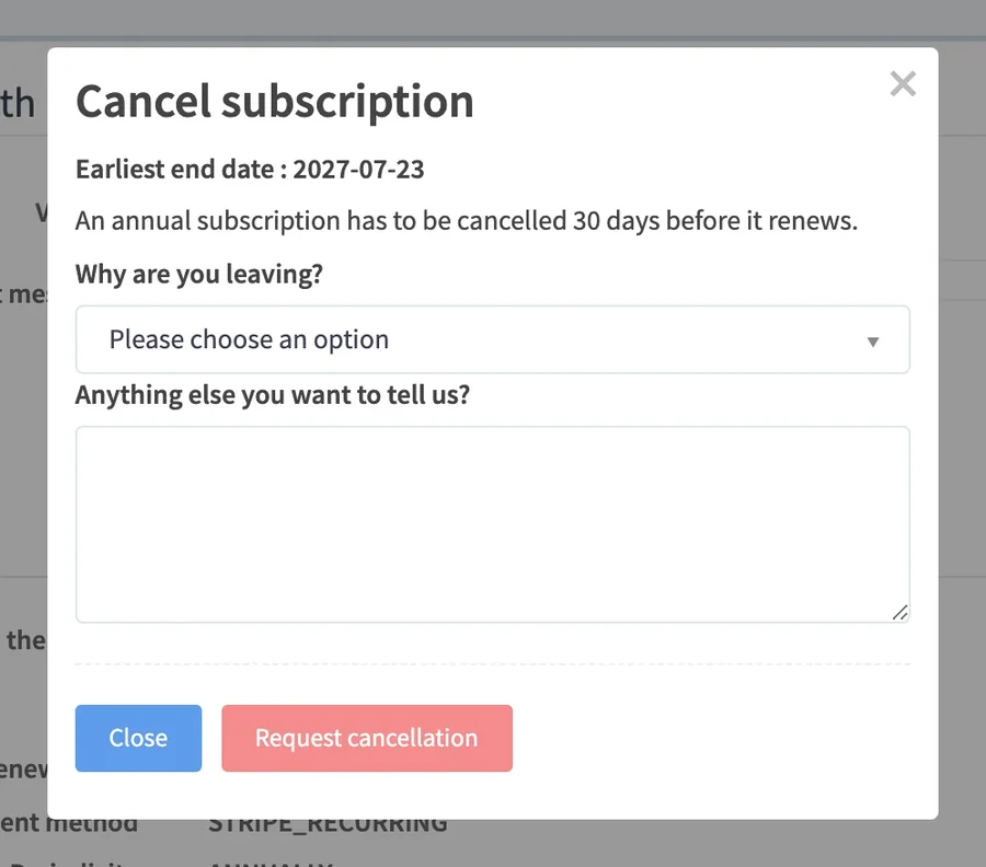 the cancellation window