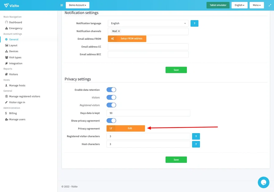 edit privacy agreement
