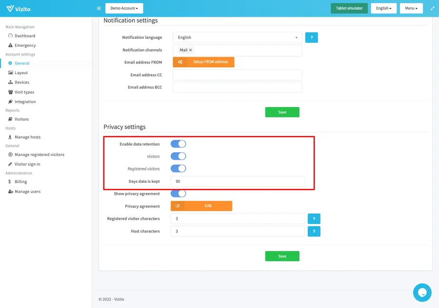 enable data retention