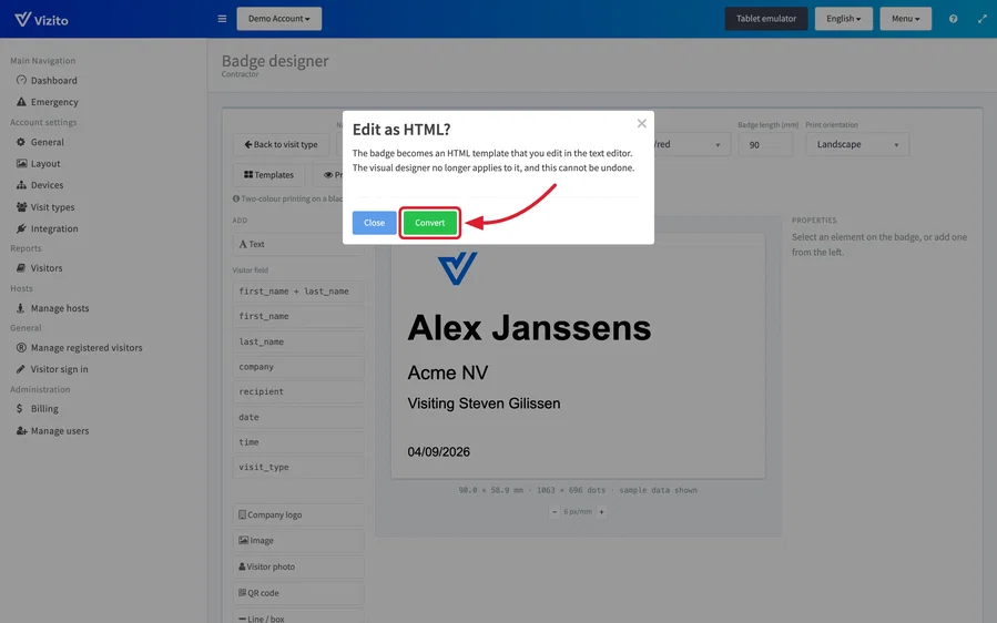 The Edit as HTML? window with the Convert button