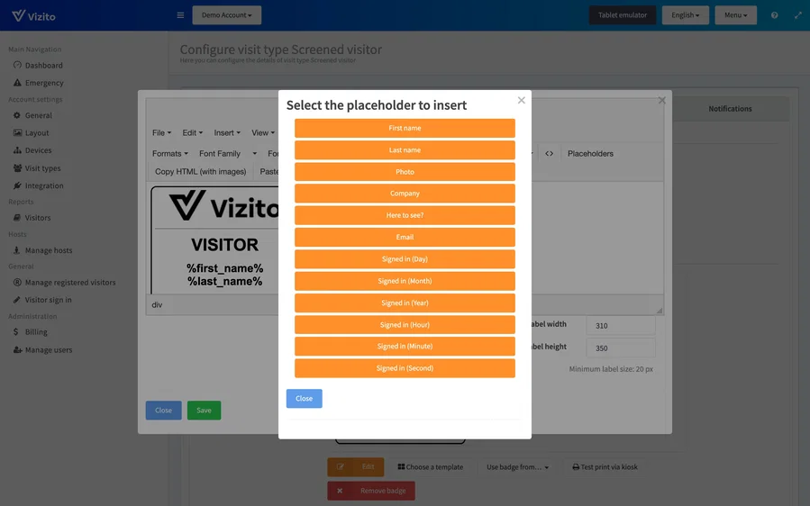 The placeholder picker