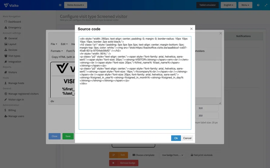 The source code window