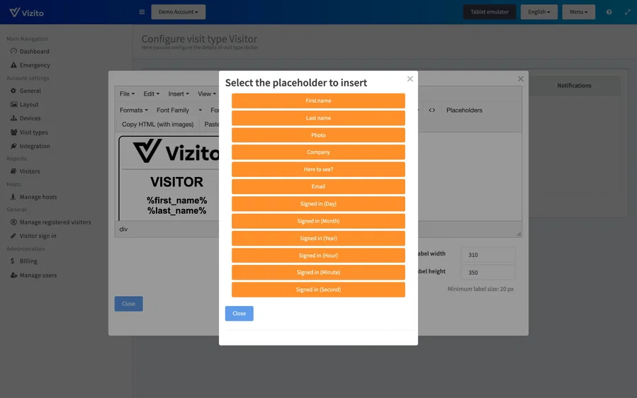 The placeholder picker
