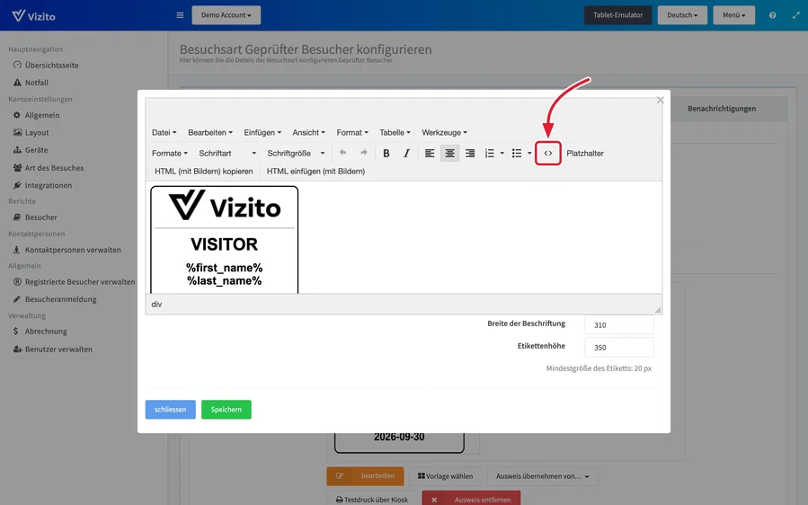 Das Quelltext-Symbol in der Editor-Werkzeugleiste