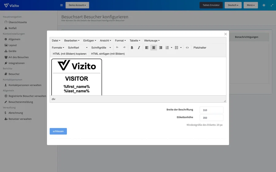 Der Editor für die Ausweisvorlage