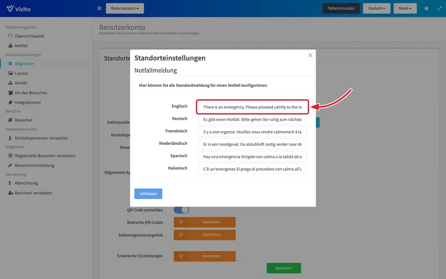 Notfallmeldung bearbeiten