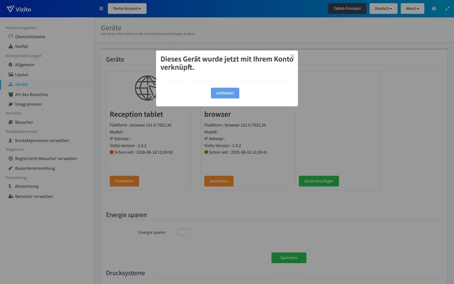 Bestätigung der Geräteverknüpfung