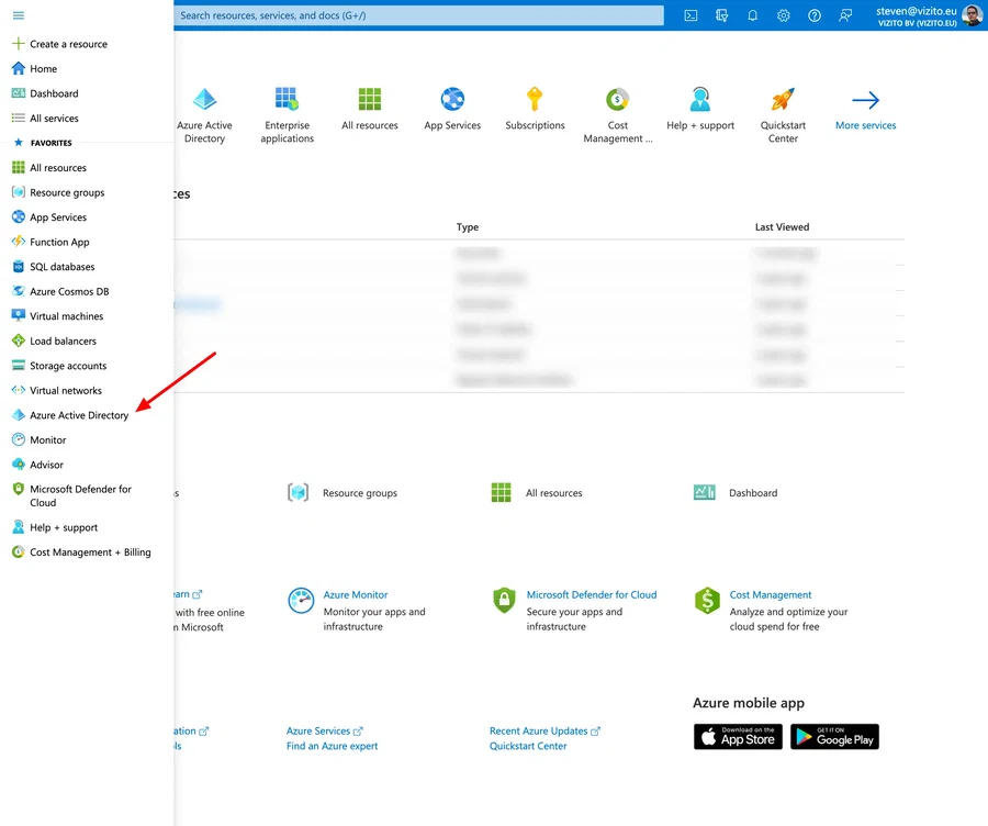 Vizito-Integration Azure Active Directory