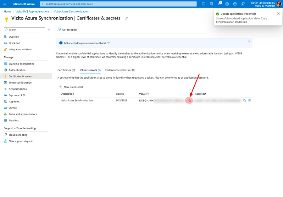 Wert des Client Secret