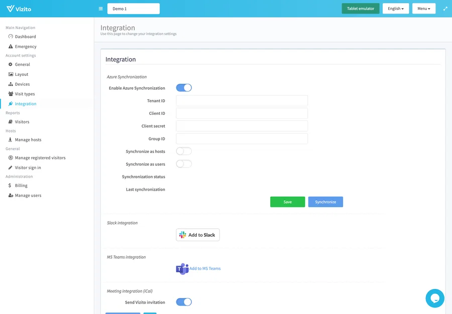 Azure-Integrationsdaten eintragen