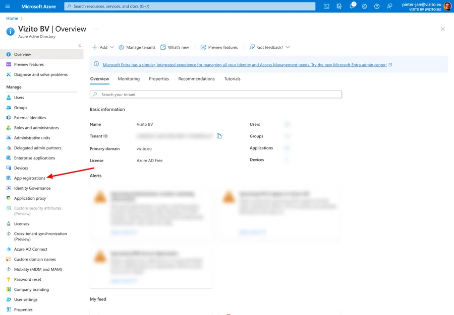 App-Registrierungen öffnen