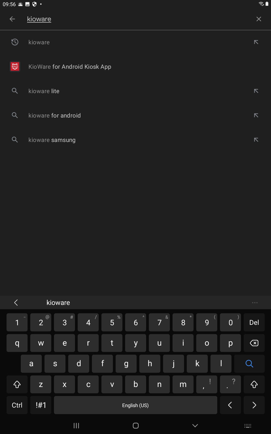 Android-Tablet Play Store KioWare-Suche