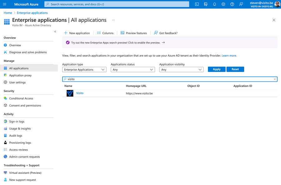 Vizito-Teams-Integration Authentifizierung zurücksetzen 1