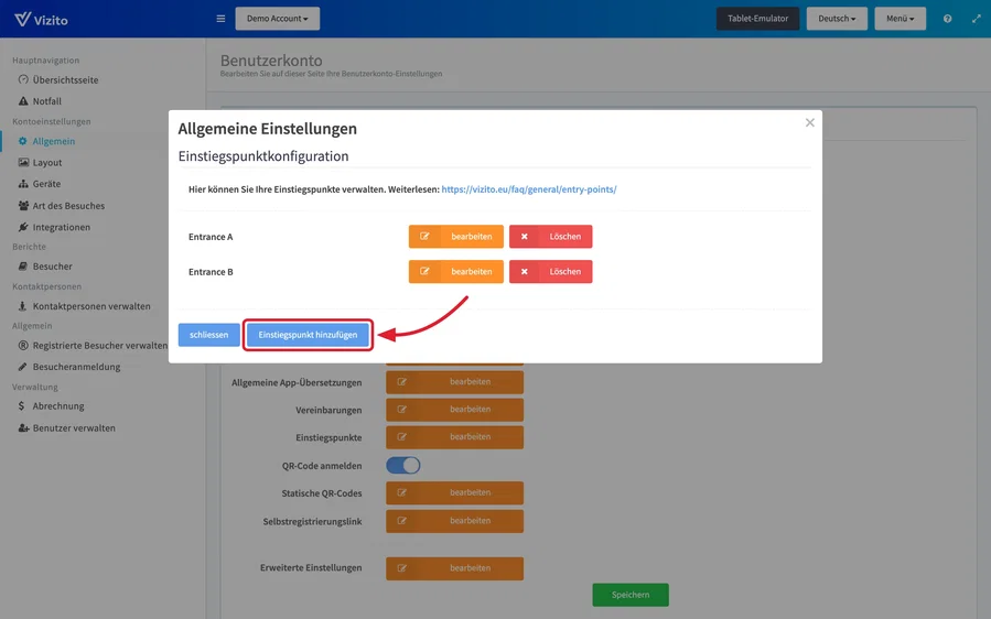 Einstiegspunkt hinzufügen