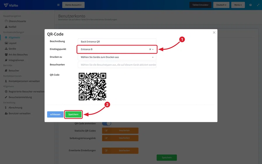 Statischem QR-Code einen Einstiegspunkt zuweisen