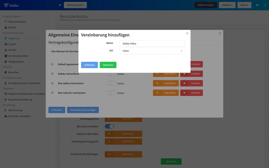 Eine Video-Vereinbarung hinzufügen