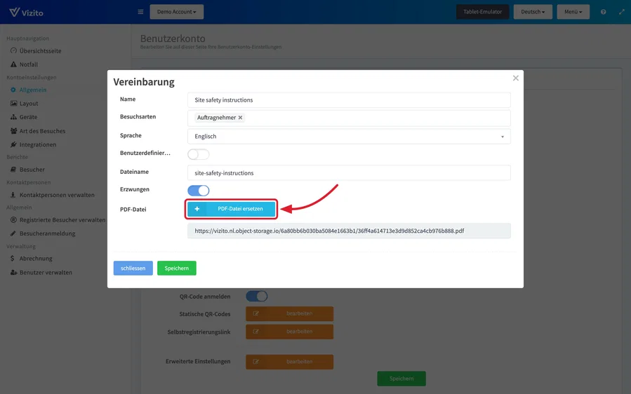 Eine PDF-Vereinbarung bearbeiten