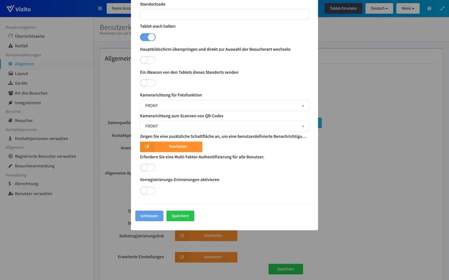 Der Rest der kontoweiten erweiterten Einstellungen