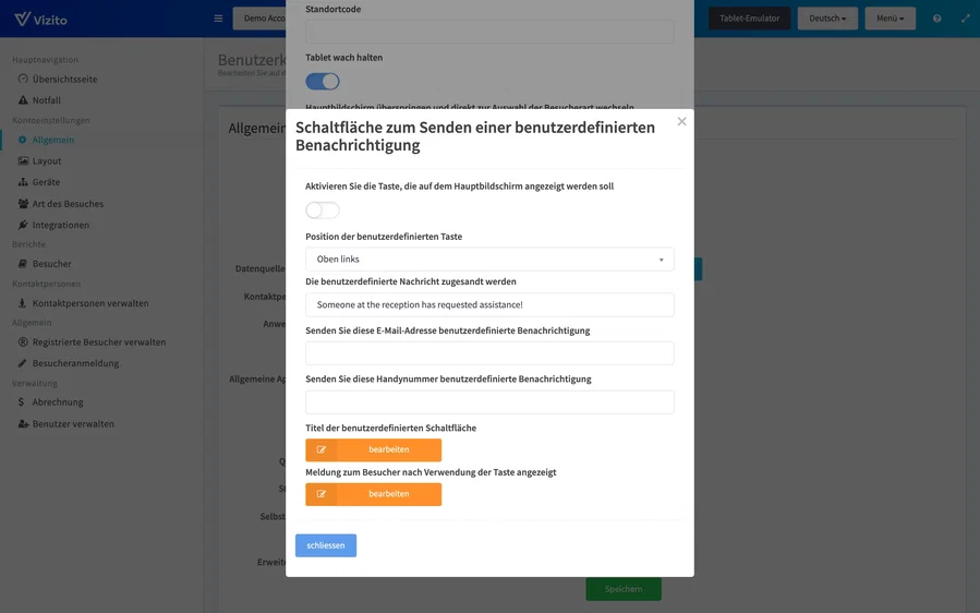 Schaltfläche zum Senden einer benutzerdefinierten Benachrichtigung