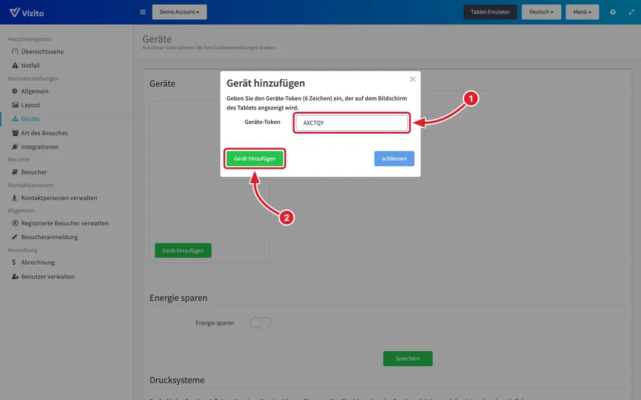 Firmen verknüpfen, Token eingeben