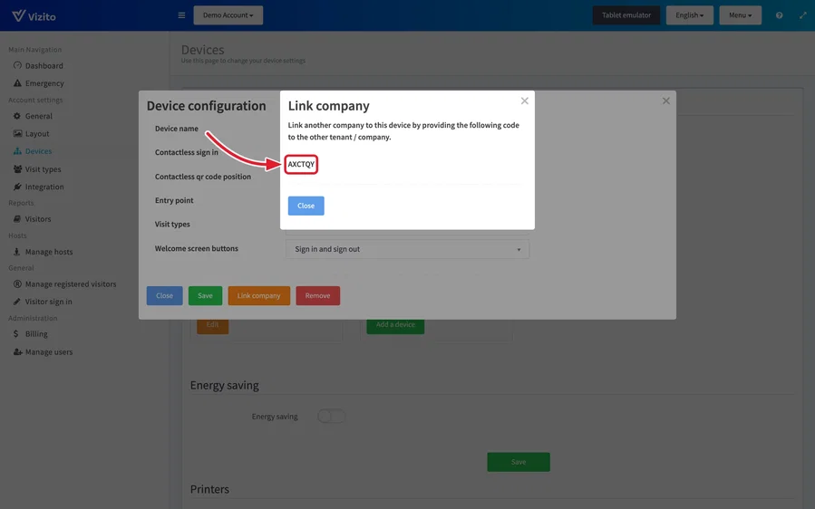 Verknüpfungscode der Firma