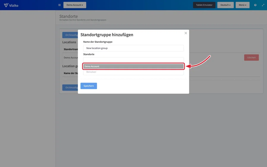 Standortgruppen auswählen