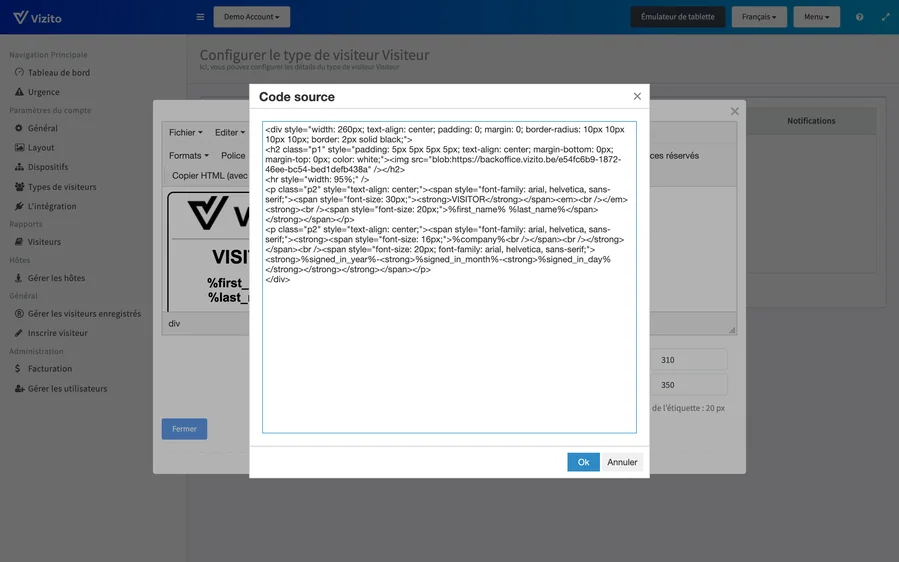 La fenêtre de code source