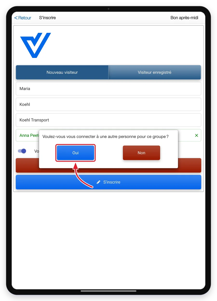 invite de connexion de groupe