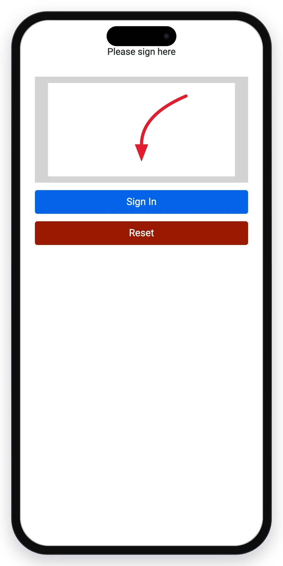 Le pavé de signature sur le téléphone du visiteur