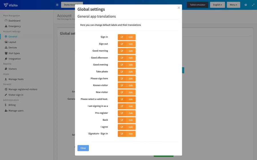 traductions de l’application