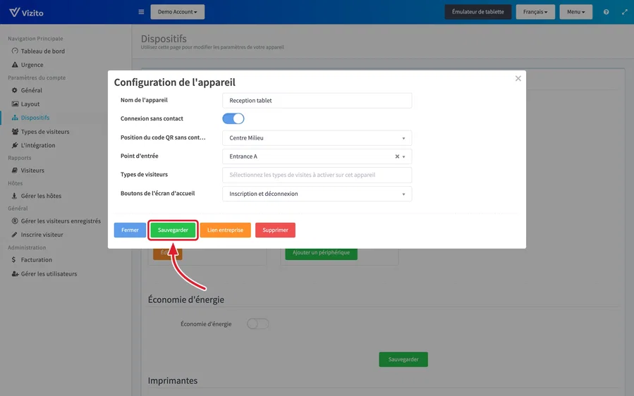 confirmer le point d’entrée de l’appareil