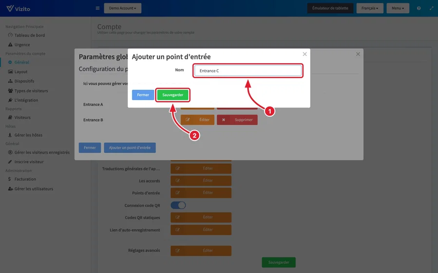 enregistrer les points d’entrée