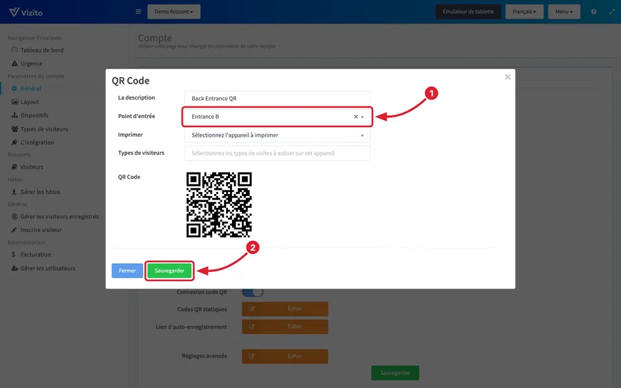 attribuer un point d’entrée au QR statique