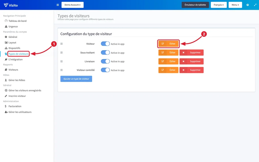 modifier le type de visiteur