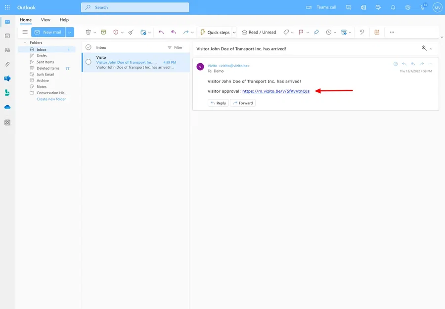 vizito filtrage des visiteurs e-mail résultat approuvé refusé