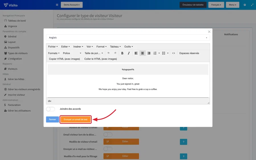 envoyer un e-mail de test