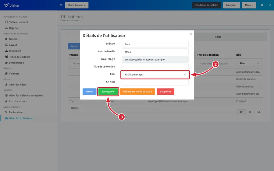 Choisir un rôle personnalisé dans Détails de l’utilisateur