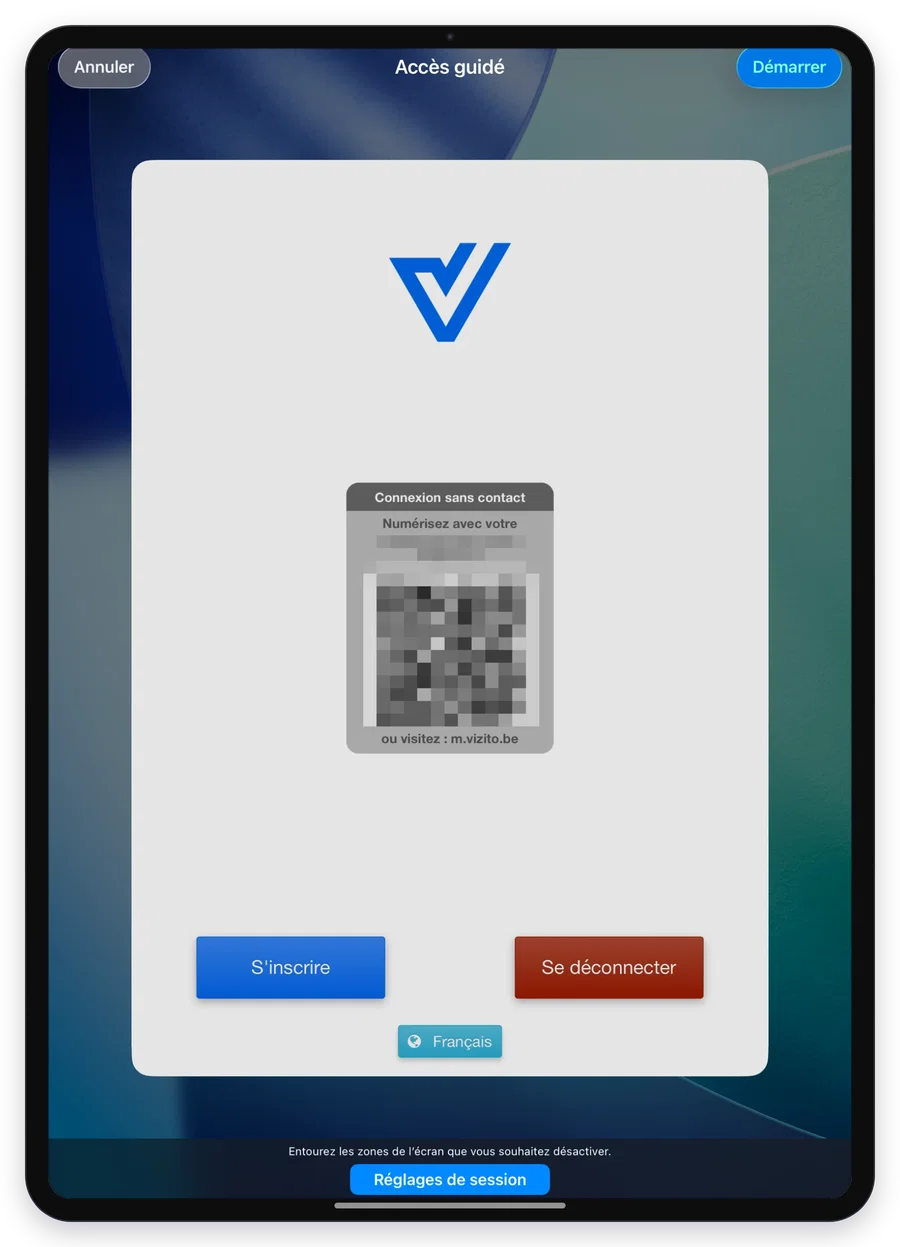 L acces guide au-dessus du kiosque Vizito