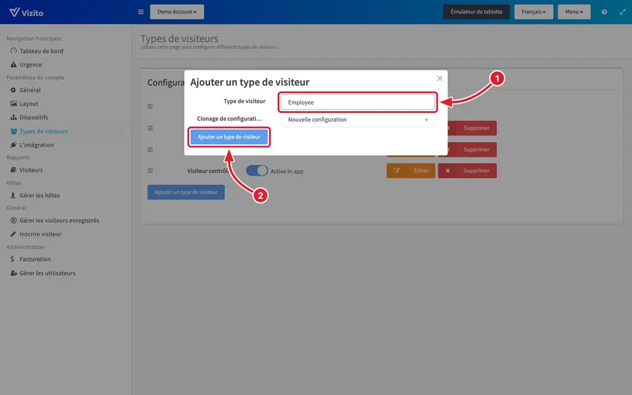 Ajouter un type de visiteur