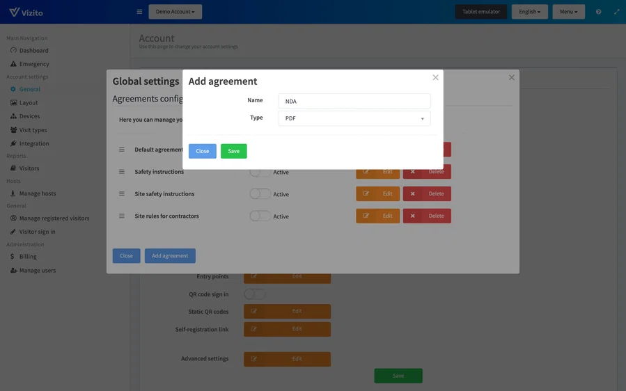 Adding a PDF agreement