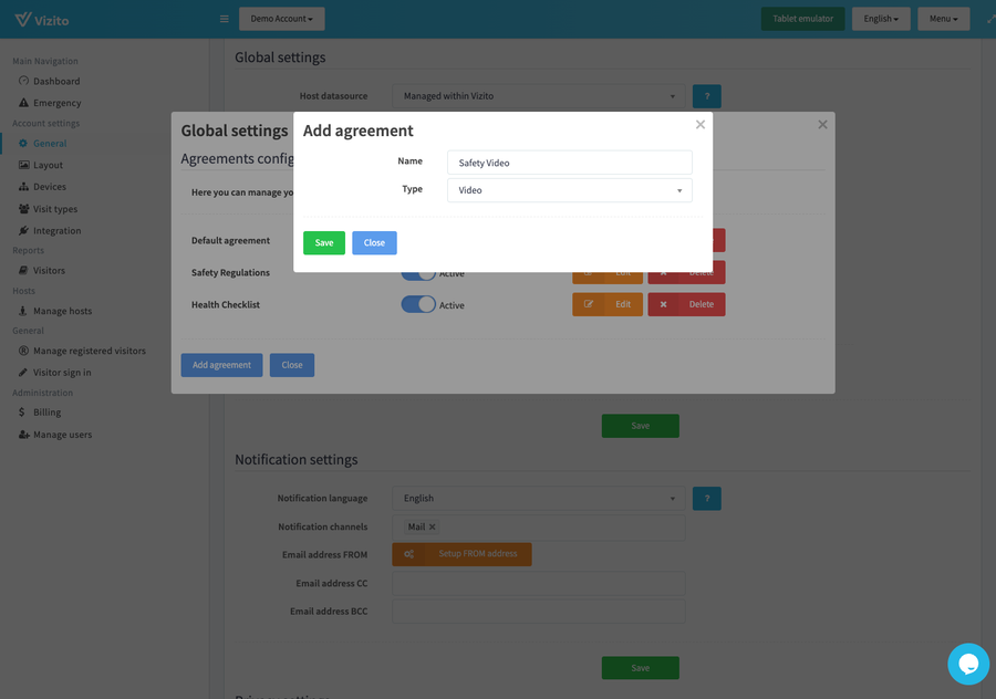 video agreement type