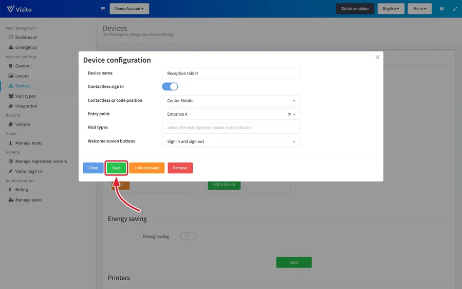 confirm device entry point