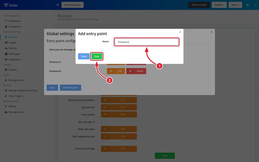 save entry points