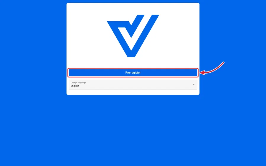 The start of the pre-registration page