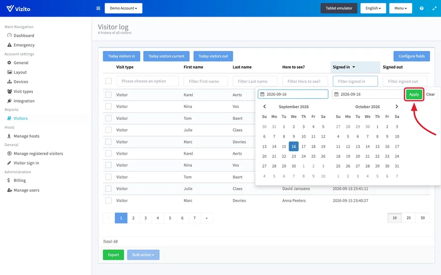 filtering on a date range