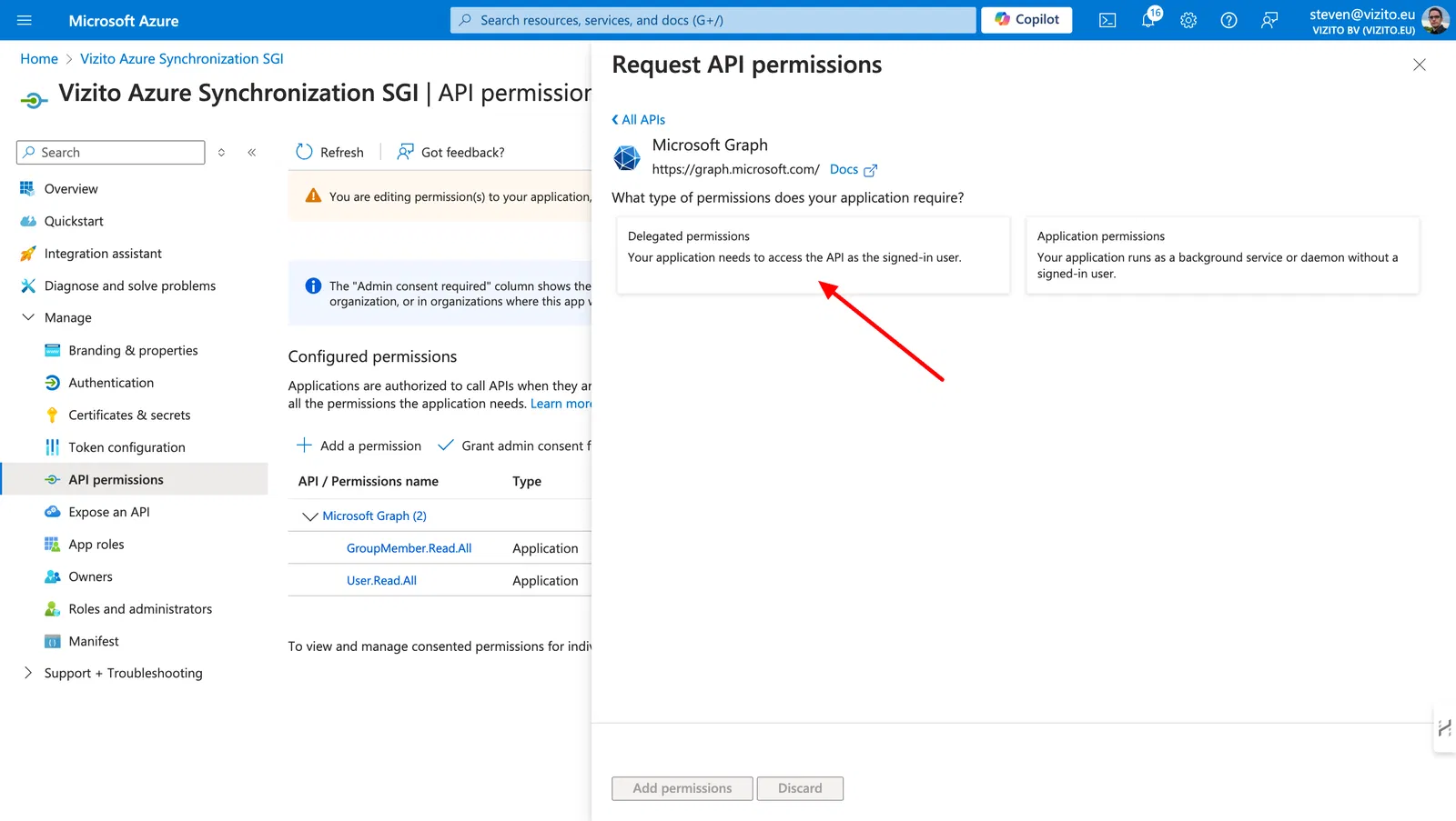 Delegated permission