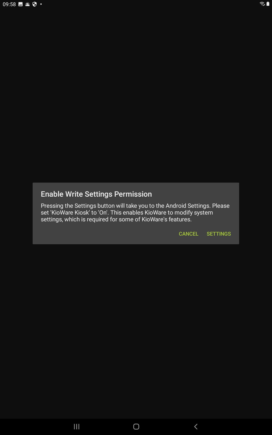 Android tablet permissions write settings