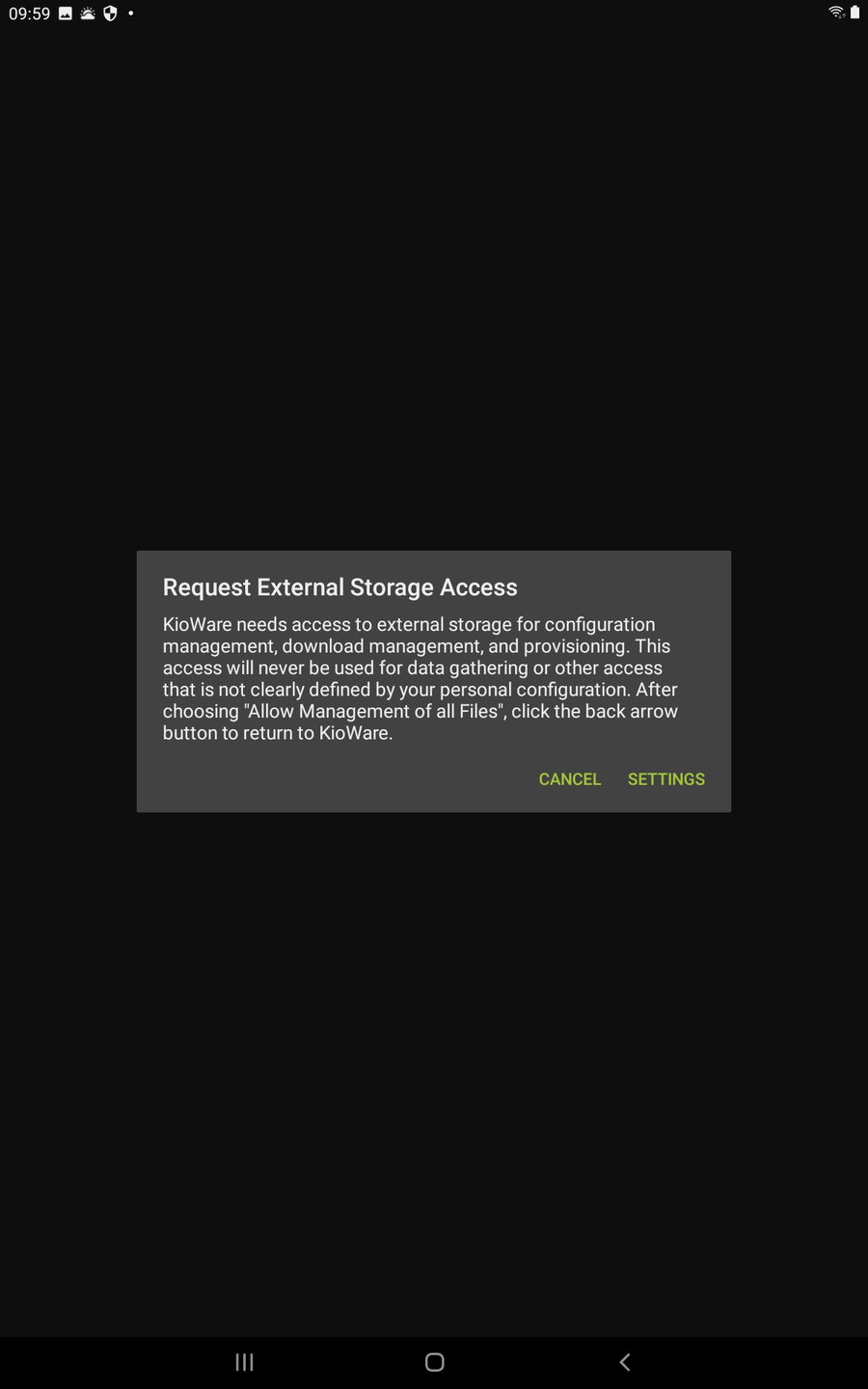 Android tablet permissions external storage